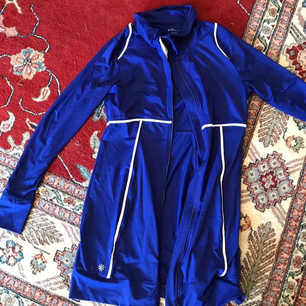 Blue Athleta swim material jacket